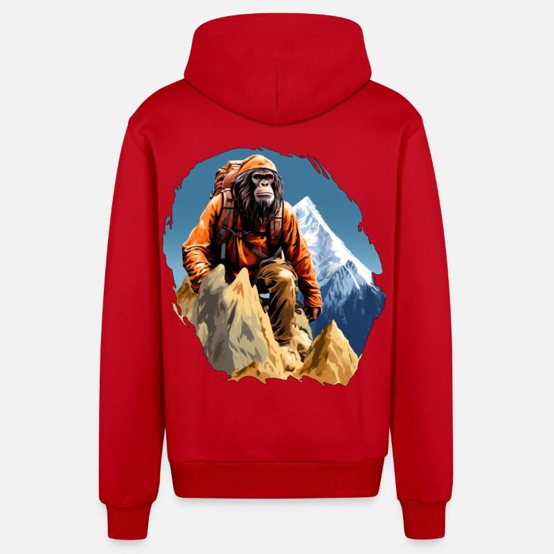 Singe Alpiniste / Singe Randonnée - Veste à capuche bio décontractée fabriquée en UE - rouge