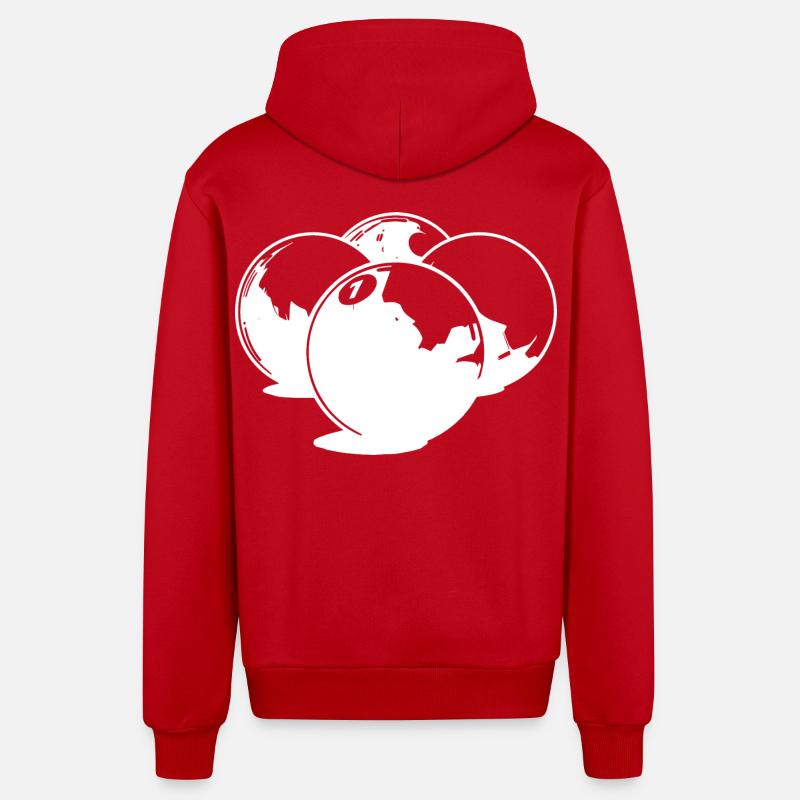 Dessin de boules de billard - Veste à capuche bio décontractée fabriquée en UE - rouge