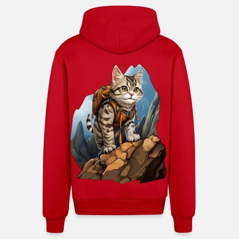 Chats Alpiniste / Chat de randonnée - Veste à capuche bio décontractée fabriquée en UE - rouge