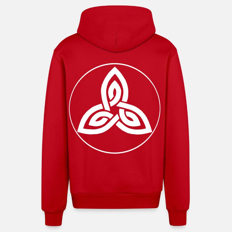 Fleur celte blanche - Veste à capuche bio décontractée fabriquée en UE - rouge