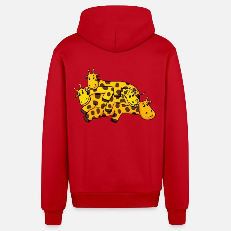 Girafe Girafes - Veste à capuche bio décontractée fabriquée en UE - rouge