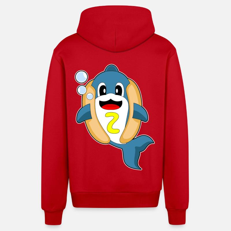 Hot-dog Dolphin - Veste à capuche bio décontractée fabriquée en UE - rouge