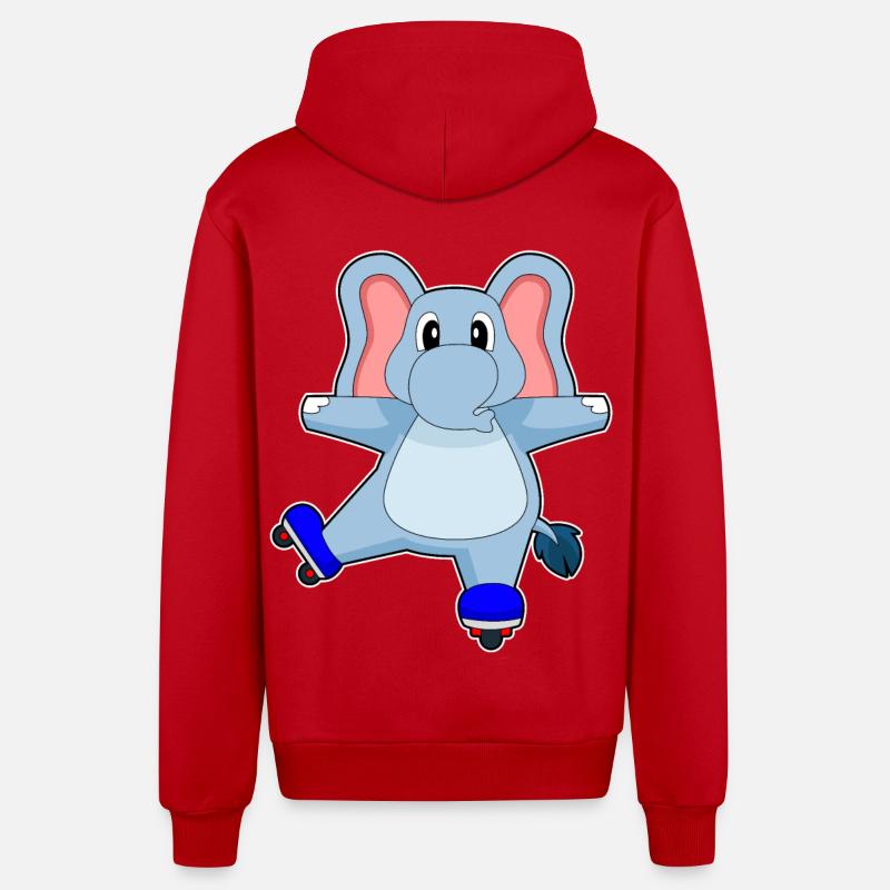 Elefant Inline skating Rollschuhe - Organic Relaxed Kapuzenjacke Made in EU - Rot