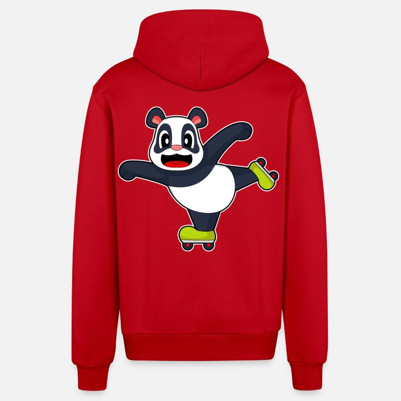 Panda Inline skating Rollschuhe - Organic Relaxed Kapuzenjacke Made in EU - Rot