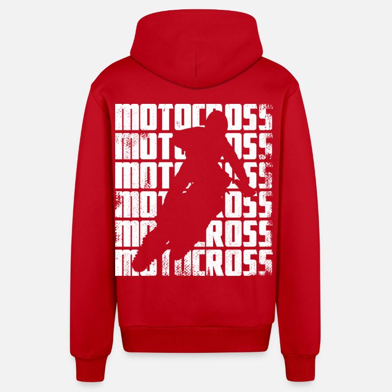 Graphismes de motocross - Veste à capuche bio décontractée fabriquée en UE - rouge