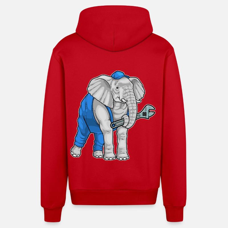 Clé mécanique éléphant - Veste à capuche bio décontractée fabriquée en UE - rouge