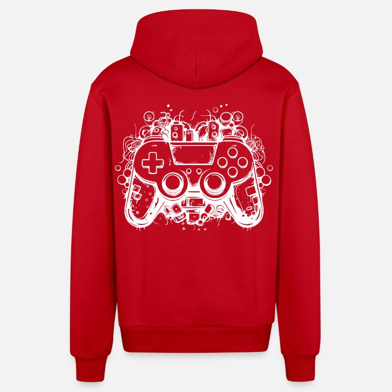 Spiel Controller - Organic Relaxed Kapuzenjacke Made in EU - Rot