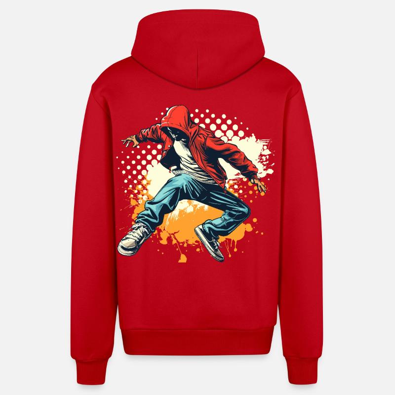 Graphique Breakdancer - Veste à capuche bio décontractée fabriquée en UE - rouge