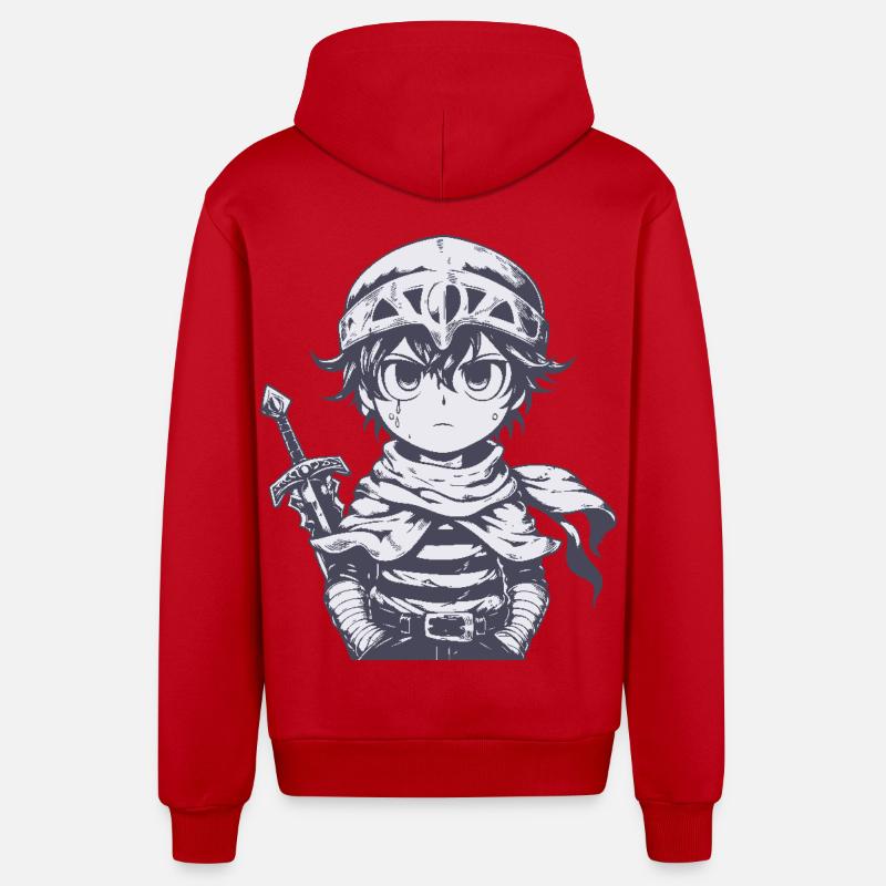 Petit chevalier de la forêt avec épée - Veste à capuche bio décontractée fabriquée en UE - rouge