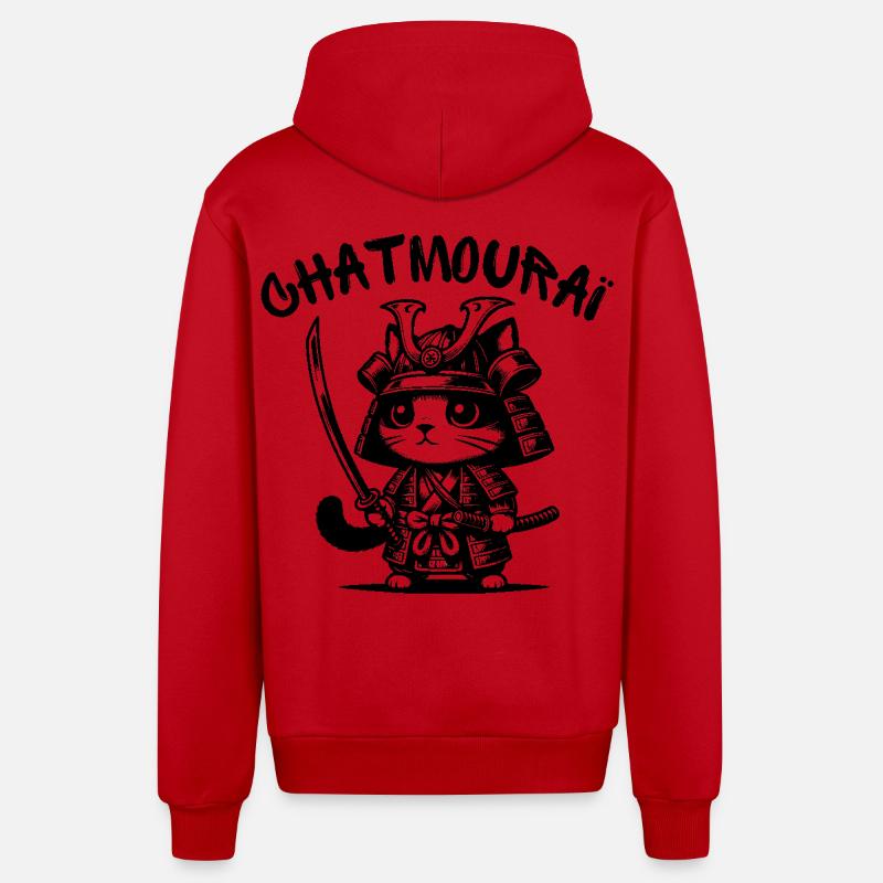 chat, chat mignon, chat doux - Veste à capuche bio décontractée fabriquée en UE - rouge