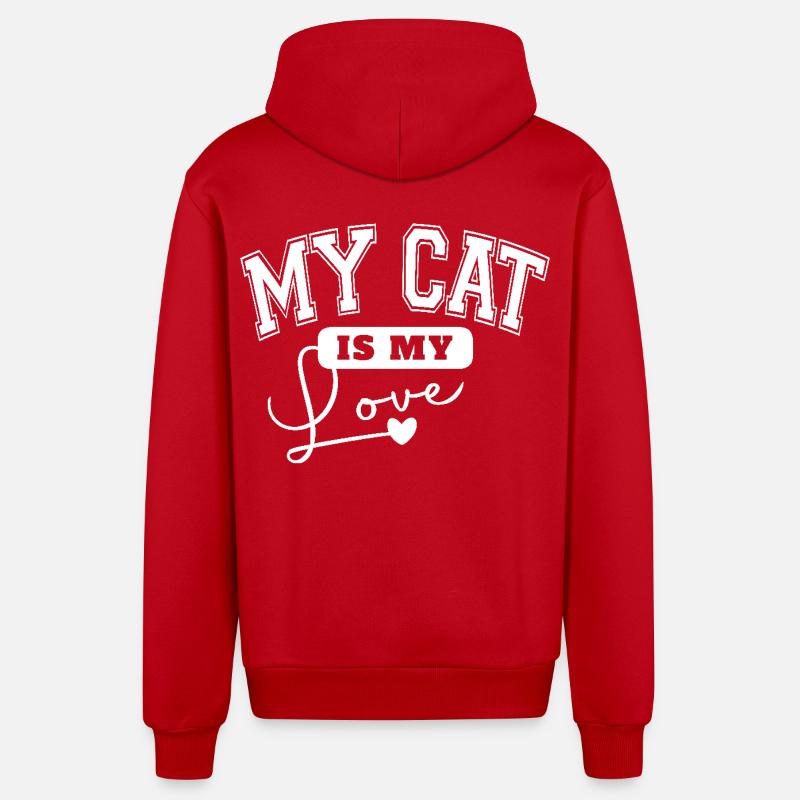 Mon chat est mon amour - Veste à capuche bio décontractée fabriquée en UE - rouge