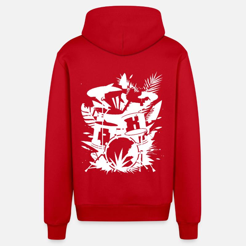 Graphiques de batterie - Veste à capuche bio décontractée fabriquée en UE - rouge