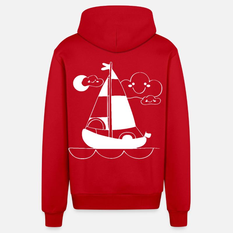 Dessin animé Voile - Veste à capuche bio décontractée fabriquée en UE - rouge