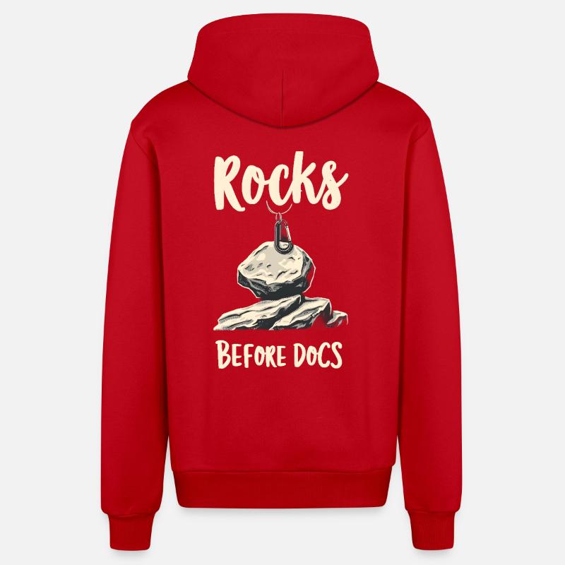 Rocks avant Docs - Veste à capuche bio décontractée fabriquée en UE - rouge