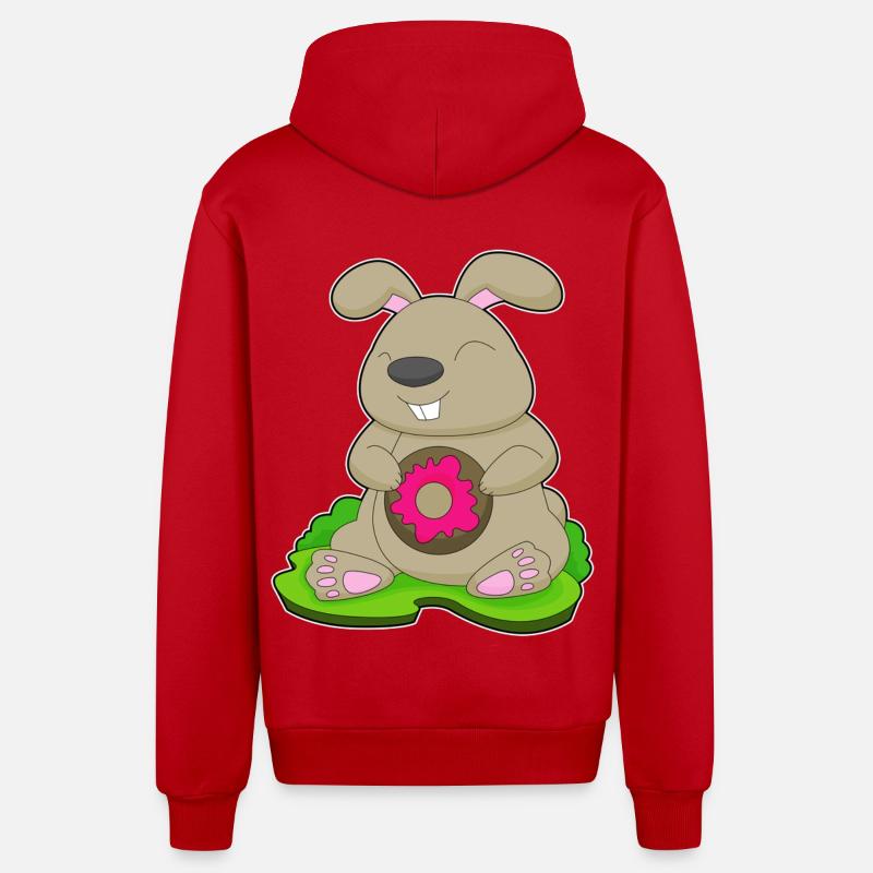 Beignet lapin - Veste à capuche bio décontractée fabriquée en UE - rouge