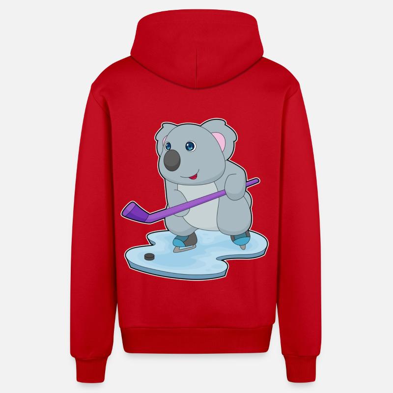 Koala Eishockey Eishockeyschläger - Organic Relaxed Kapuzenjacke Made in EU - Rot