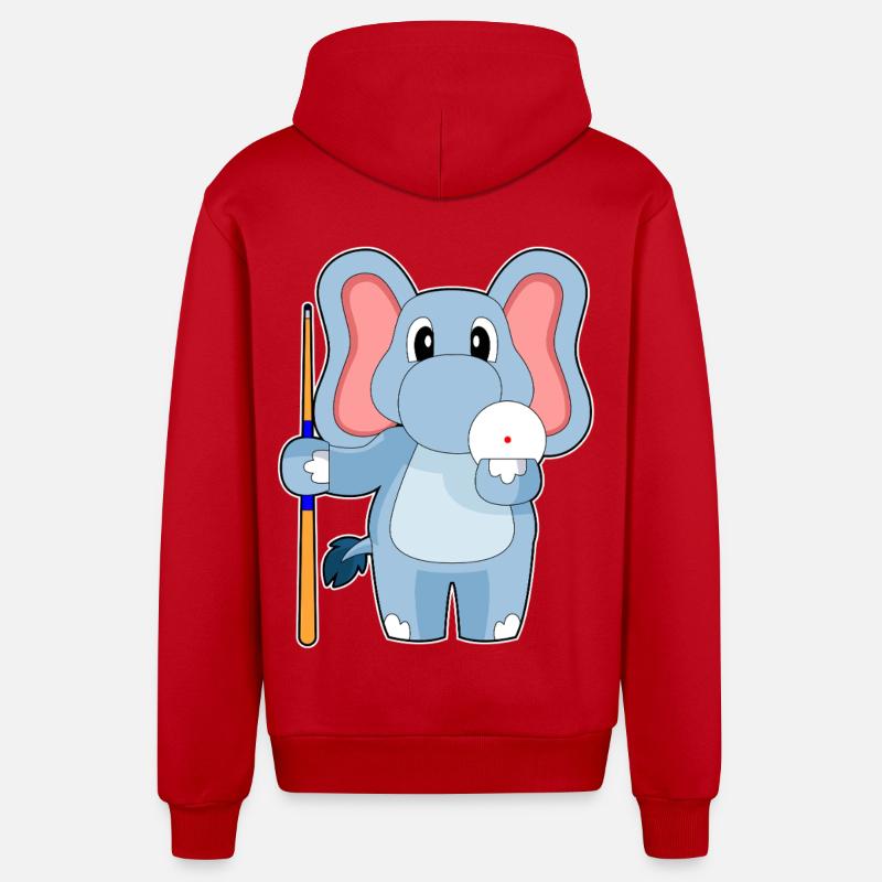 Cue de billard éléphant - Veste à capuche bio décontractée fabriquée en UE - rouge