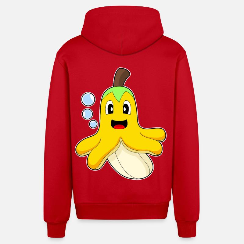 Poulpe Banane - Veste à capuche bio décontractée fabriquée en UE - rouge