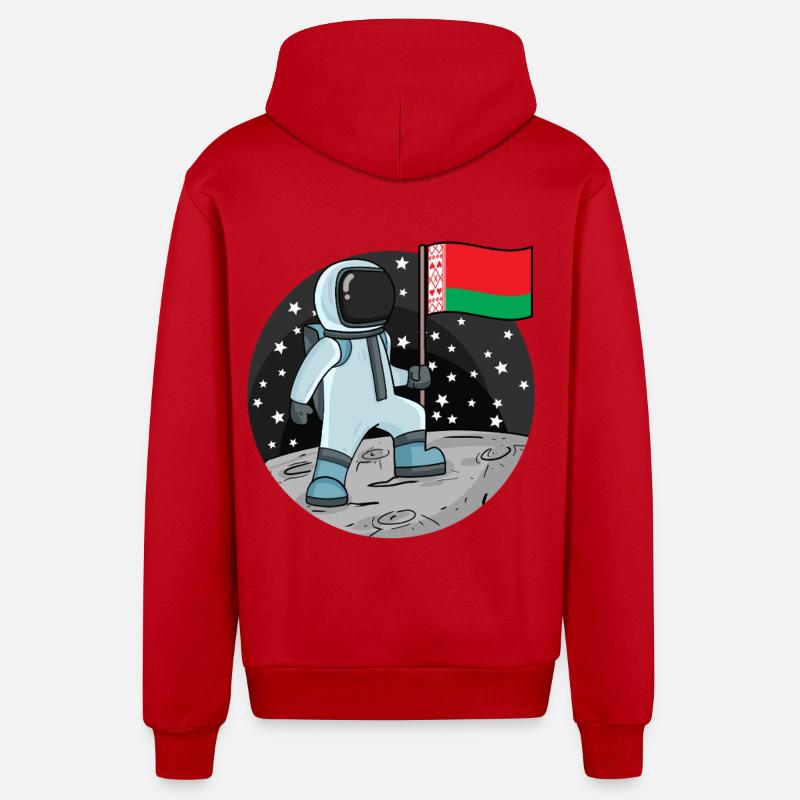 Drapeau astronaute Biélorussie - Veste à capuche bio décontractée fabriquée en UE - rouge