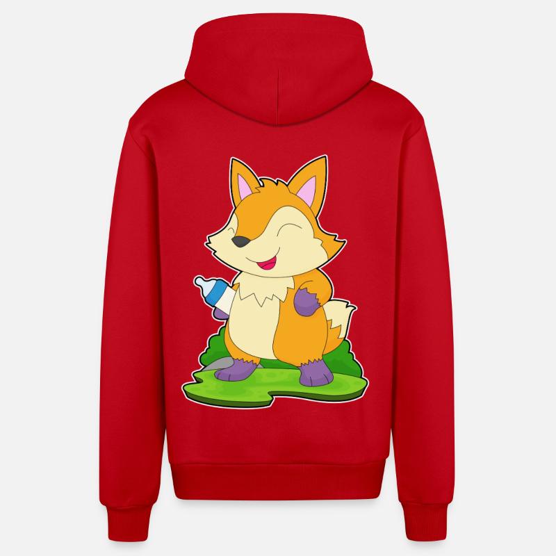 Fox Lait Biberon - Veste à capuche bio décontractée fabriquée en UE - rouge