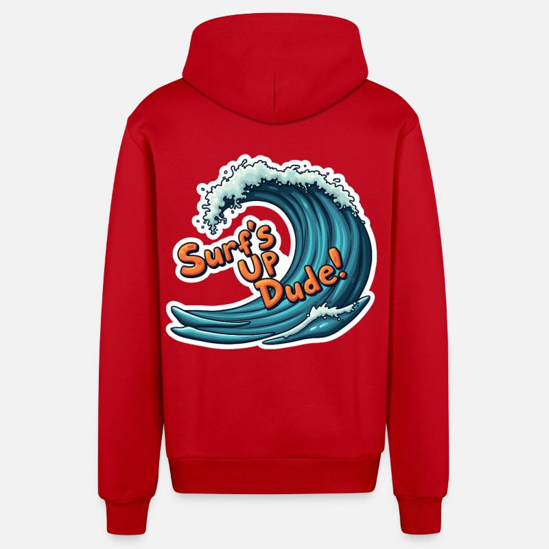 Surfe dessus, mec ! - Veste à capuche bio décontractée fabriquée en UE - rouge