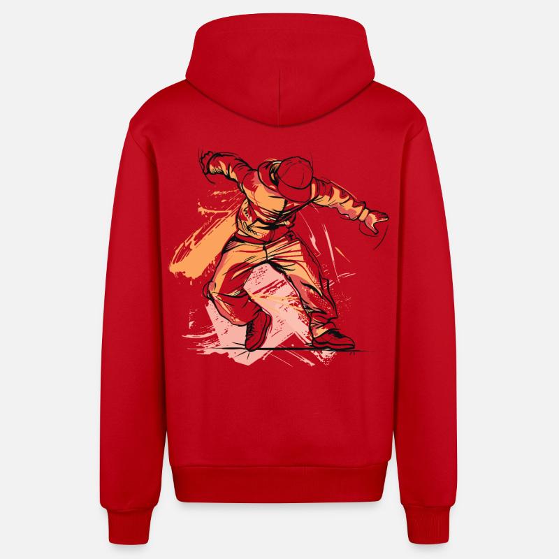 Dessin de breakdancer - Veste à capuche bio décontractée fabriquée en UE - rouge