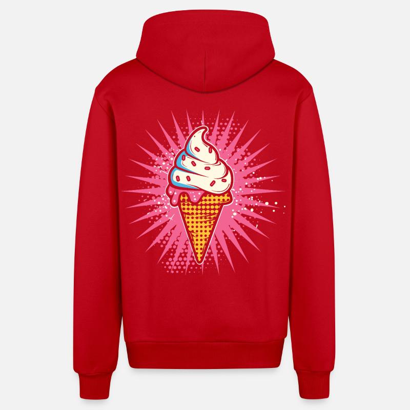 Glace Dessin animé Look - Veste à capuche bio décontractée fabriquée en UE - rouge