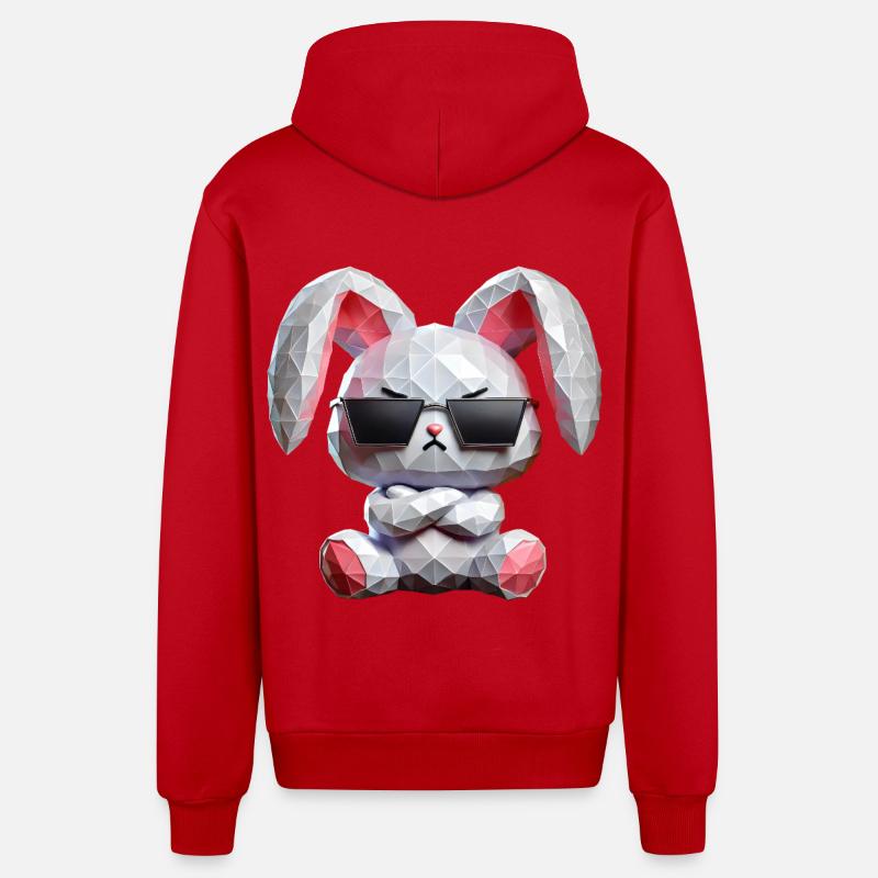 lapin lunettes de soleil - Veste à capuche bio décontractée fabriquée en UE - rouge
