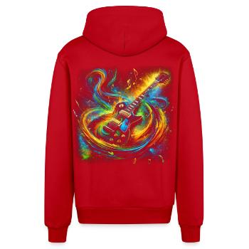 Colorful Guitar Expression - Organic Relaxed Hooded Jacket Made in EU - red - Back
