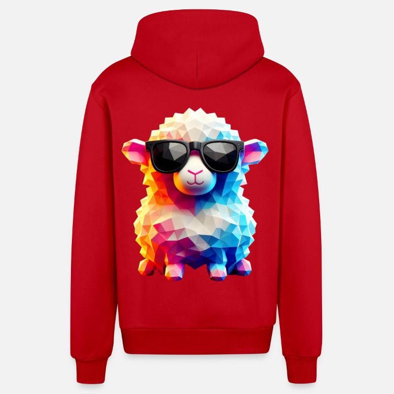 mouton cool lunettes de soleil - Veste à capuche bio décontractée fabriquée en UE - rouge