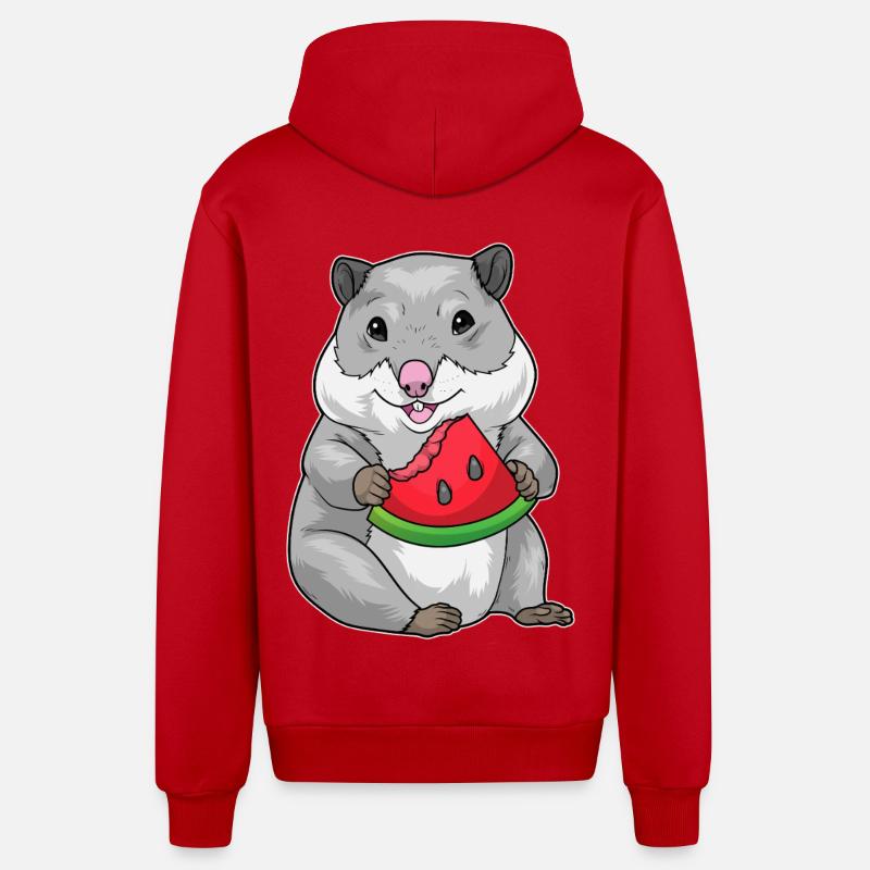 Hamster Pastèque - Veste à capuche bio décontractée fabriquée en UE - rouge