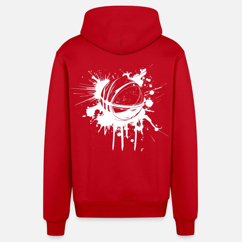 Graffiti de ballon de basket-ball - Veste à capuche bio décontractée fabriquée en UE - rouge