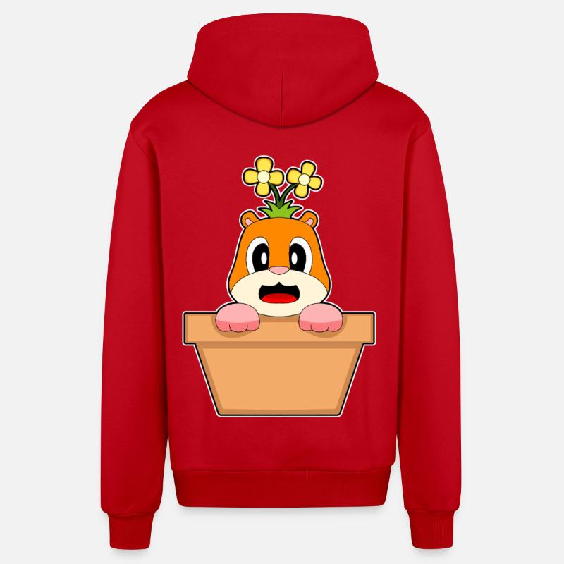 Fleur de hamster - Veste à capuche bio décontractée fabriquée en UE - rouge