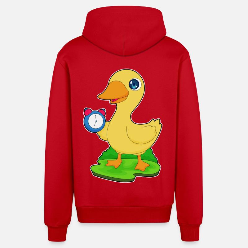 Réveil canard - Veste à capuche bio décontractée fabriquée en UE - rouge
