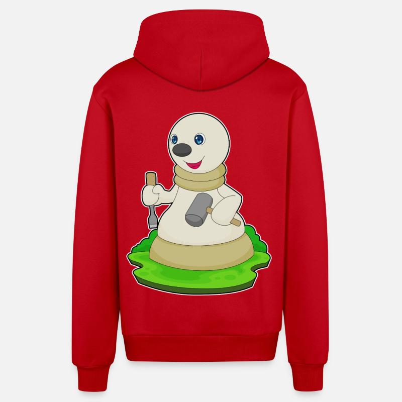 Schachfigur Bauer Schach - Organic Relaxed Kapuzenjacke Made in EU - Rot
