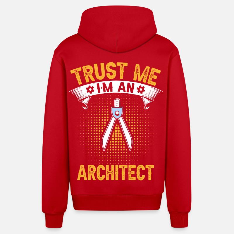 Architects Trust Me Engineering Design - Organic Relaxed Hooded Jacket Made in EU - red