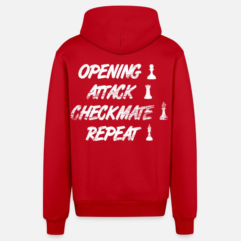 Techniques d’échecs - Veste à capuche bio décontractée fabriquée en UE - rouge