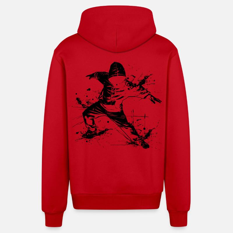 Breakdancer Graffiti - Veste à capuche bio décontractée fabriquée en UE - rouge