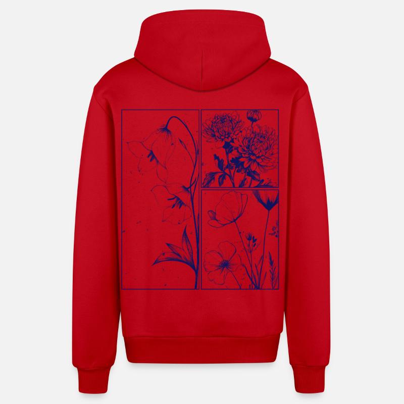 Blumen Chrysantheme Campanula Botanik Geschenk - Organic Relaxed Kapuzenjacke Made in EU - Rot