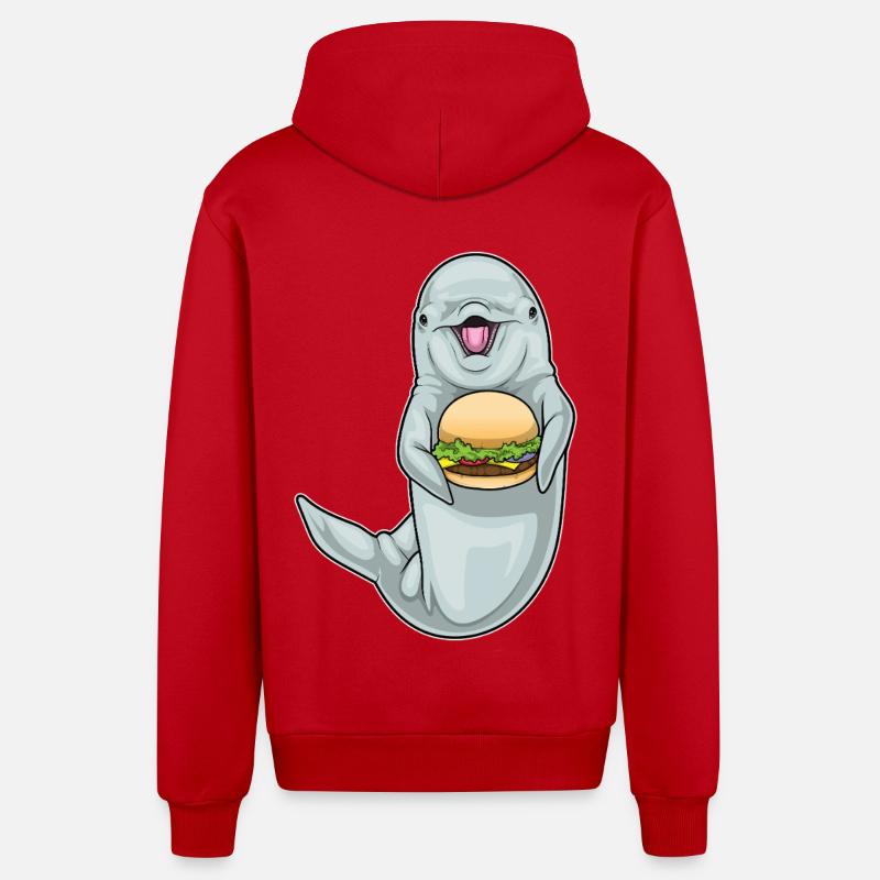 Delfin Cheeseburger - Organic Relaxed Kapuzenjacke Made in EU - Rot