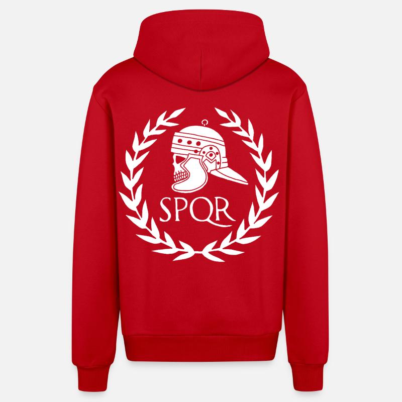 Empire romain et crâne blanc - Veste à capuche bio décontractée fabriquée en UE - rouge