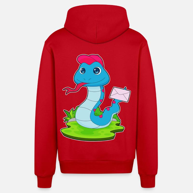 Lettre de serpent - Veste à capuche bio décontractée fabriquée en UE - rouge