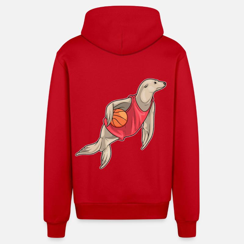 Seal Basketteur Basketteur - Veste à capuche bio décontractée fabriquée en UE - rouge