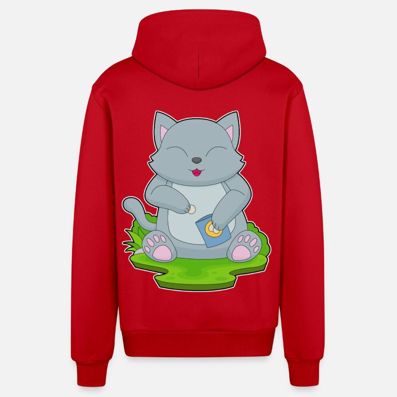 Croustilles pour chat - Veste à capuche bio décontractée fabriquée en UE - rouge