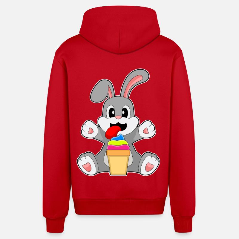 Hase Eisbecher - Organic Relaxed Kapuzenjacke Made in EU - Rot