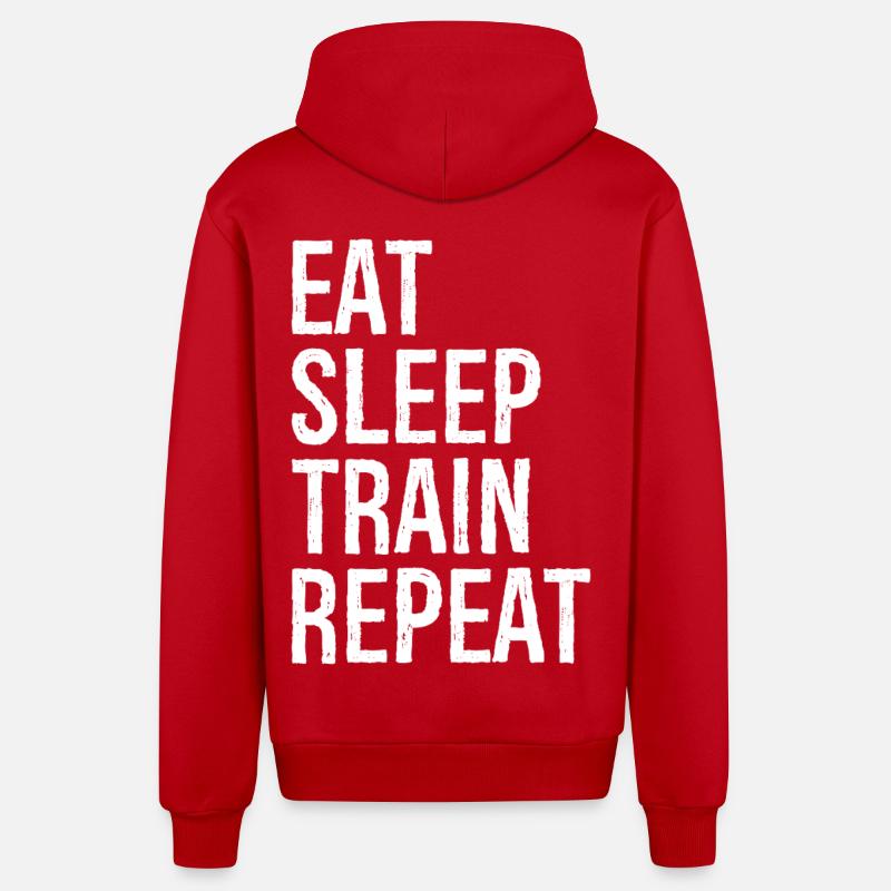 Manger Dormir Train Répéter - Veste à capuche bio décontractée fabriquée en UE - rouge