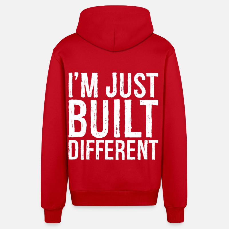 Je suis juste construit différemment - Veste à capuche bio décontractée fabriquée en UE - rouge