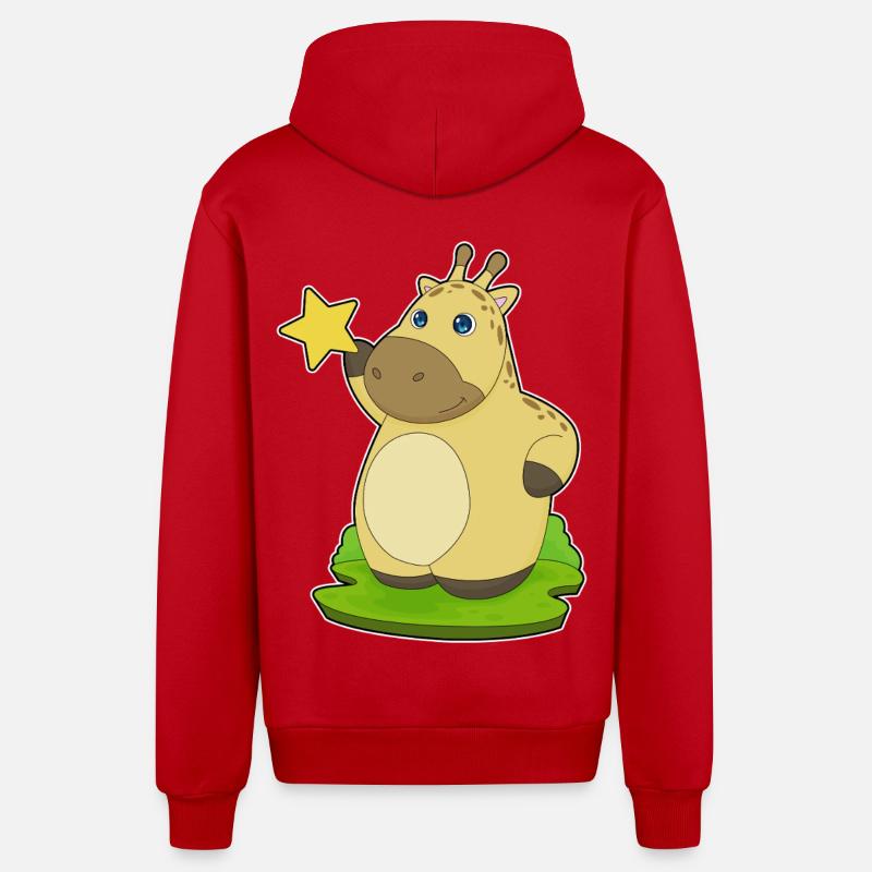 Étoile Girafe - Veste à capuche bio décontractée fabriquée en UE - rouge