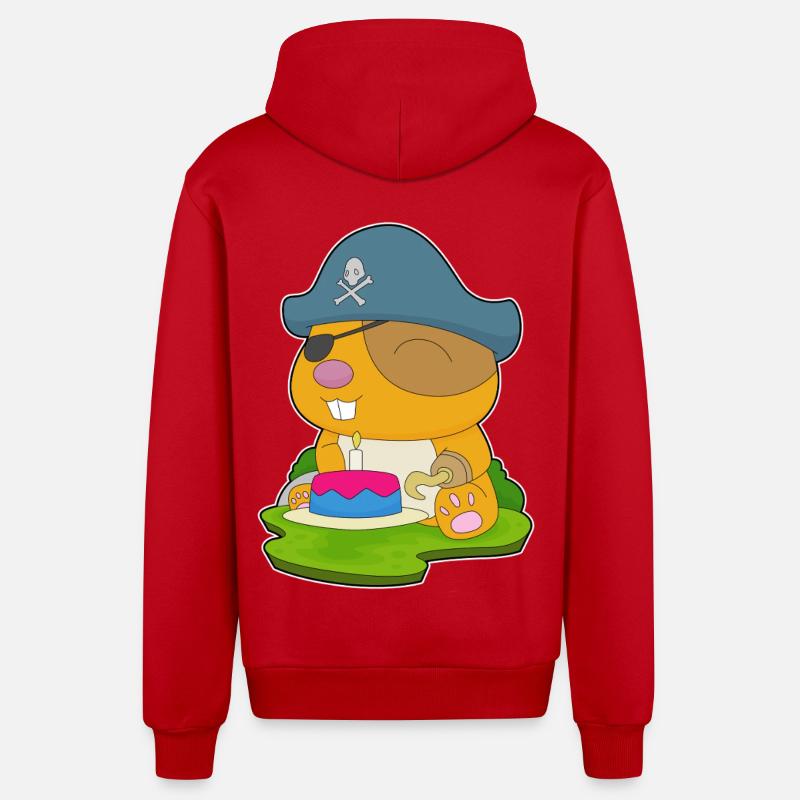 Hamster Anniversaire Pirate - Veste à capuche bio décontractée fabriquée en UE - rouge