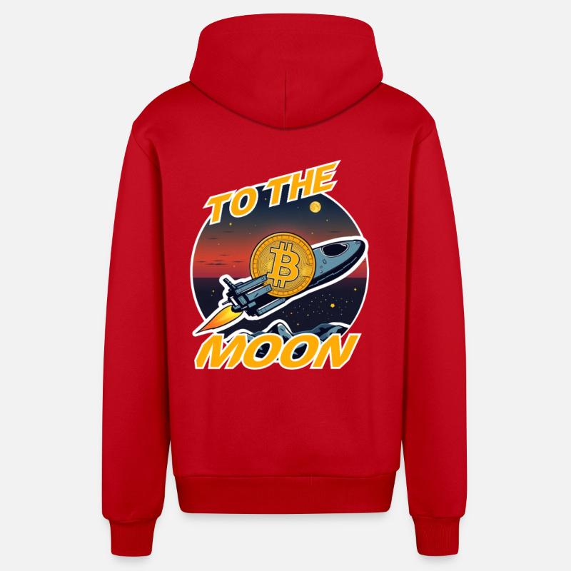 Du bitcoin à la Lune - Veste à capuche bio décontractée fabriquée en UE - rouge